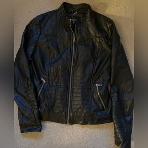 Women’s Black Faux Leather Jacket. Size small.